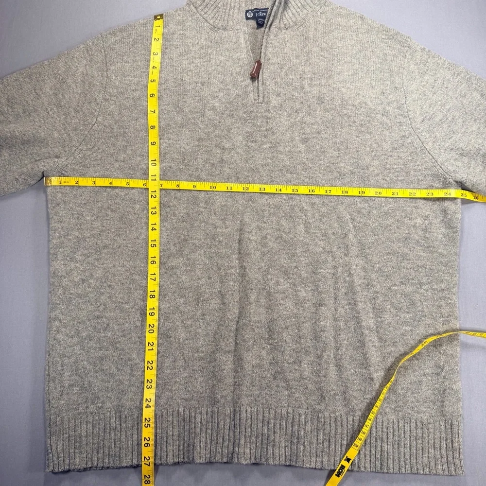 J Crew Premium Lambswool Quarter Zip Knit Pullover Sweater - Mens XL - Tan